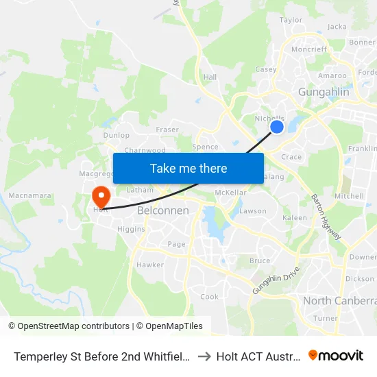 Temperley St Before 2nd Whitfield Cct to Holt ACT Australia map
