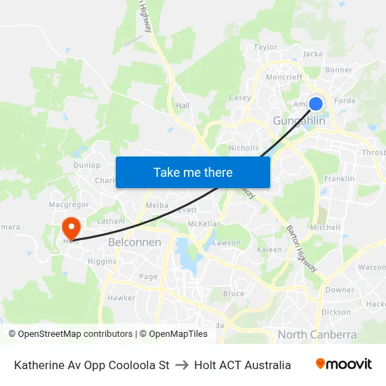 Katherine Av Opp Cooloola St to Holt ACT Australia map