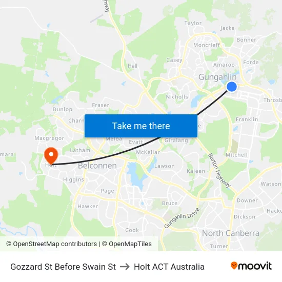 Gozzard St Before Swain St to Holt ACT Australia map