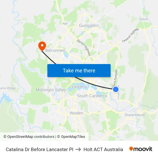 Catalina Dr Before Lancaster Pl to Holt ACT Australia map