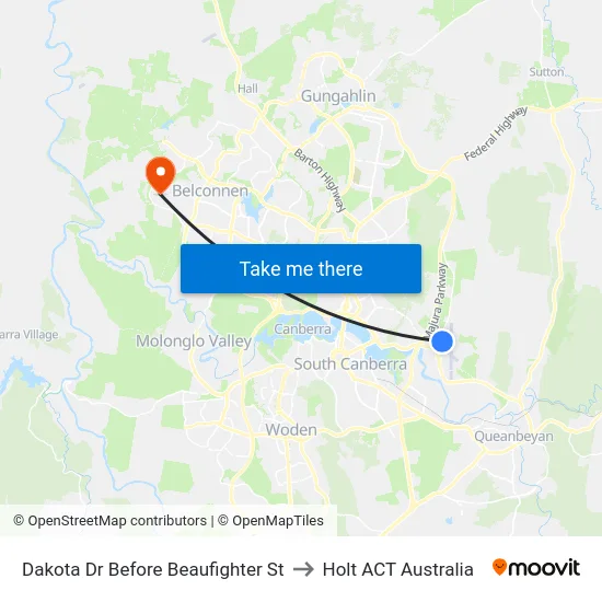 Dakota Dr Before Beaufighter St to Holt ACT Australia map