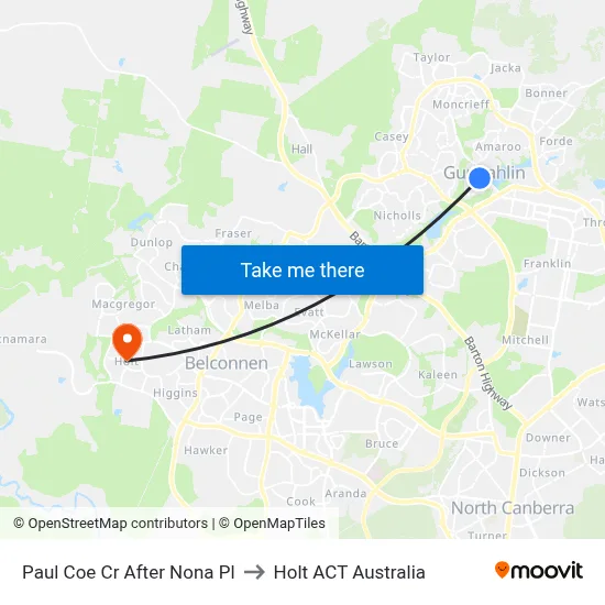 Paul Coe Cr After Nona Pl to Holt ACT Australia map