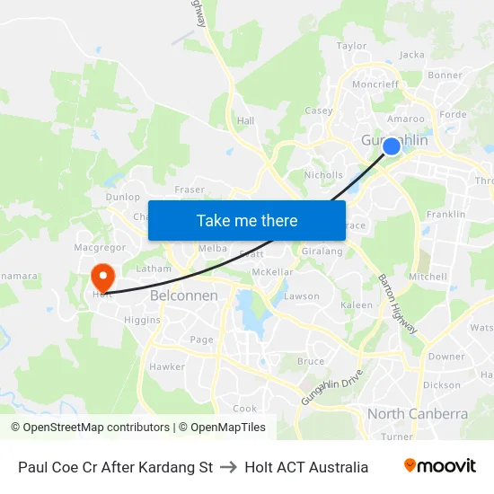 Paul Coe Cr After Kardang St to Holt ACT Australia map