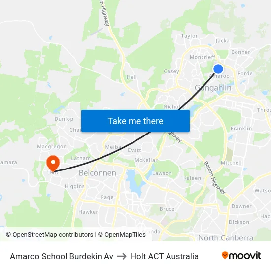 Amaroo School Burdekin Av to Holt ACT Australia map