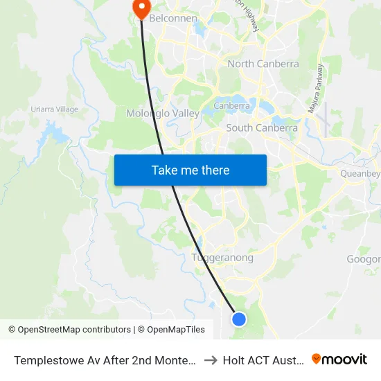 Templestowe Av After 2nd Montefiore Cr to Holt ACT Australia map