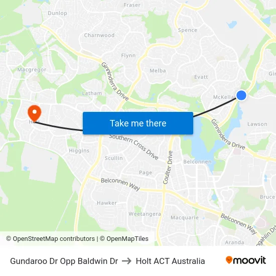Gundaroo Dr Opp Baldwin Dr to Holt ACT Australia map
