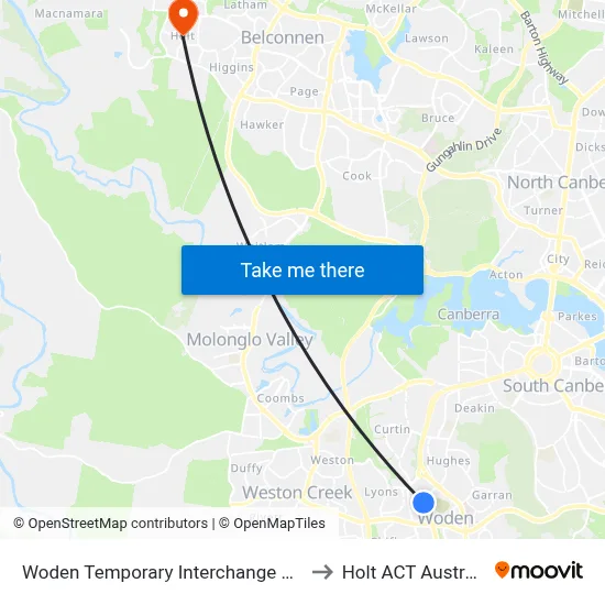 Woden Temporary Interchange Plt 4 to Holt ACT Australia map