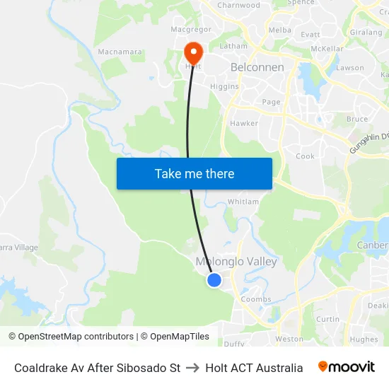 Coaldrake Av After Sibosado St to Holt ACT Australia map