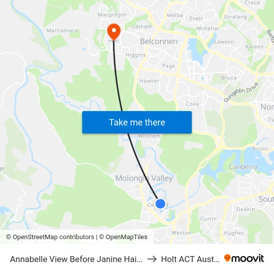 Annabelle View Before Janine Haines Tce to Holt ACT Australia map