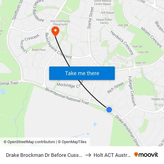 Drake Brockman Dr Before Cussen St to Holt ACT Australia map