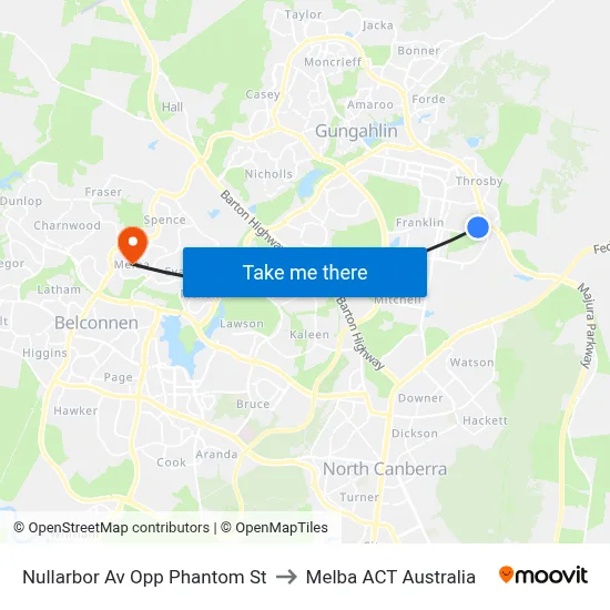 Nullarbor Av Opp Phantom St to Melba ACT Australia map