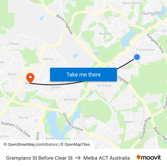 Grampians St Before Clear St to Melba ACT Australia map