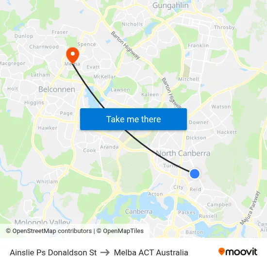 Ainslie Ps Donaldson St to Melba ACT Australia map