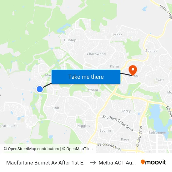 Macfarlane Burnet Av After 1st Eccles Cct to Melba ACT Australia map