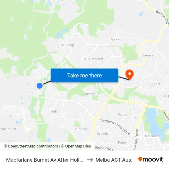 Macfarlane Burnet Av After Hollows Cct to Melba ACT Australia map