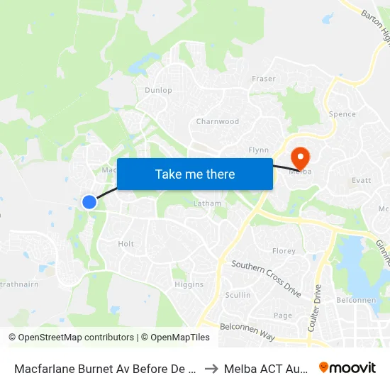 Macfarlane Burnet Av Before De Gruchy Pl to Melba ACT Australia map