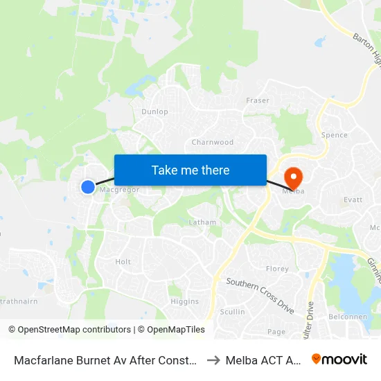 Macfarlane Burnet Av After Constance Stone St to Melba ACT Australia map