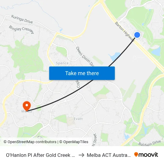 O'Hanlon Pl After Gold Creek Rd to Melba ACT Australia map