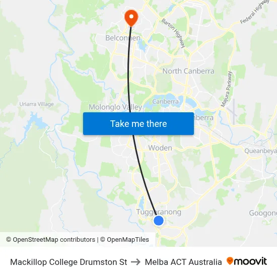 Mackillop College Drumston St to Melba ACT Australia map