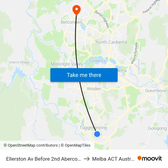Ellerston Av Before 2nd Abercorn Cr to Melba ACT Australia map