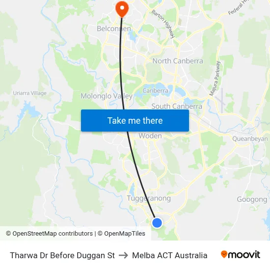 Tharwa Dr Before Duggan St to Melba ACT Australia map