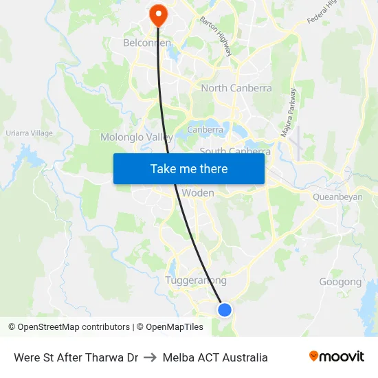 Were St After Tharwa Dr to Melba ACT Australia map