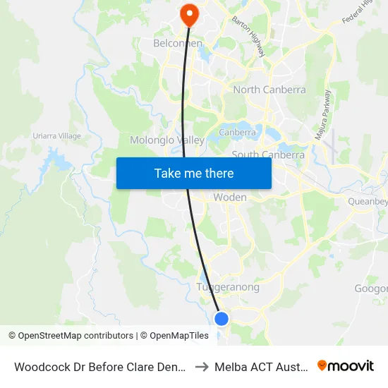 Woodcock Dr Before Clare Dennis Av to Melba ACT Australia map