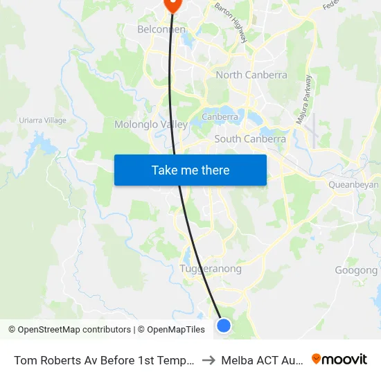 Tom Roberts Av Before 1st Templestowe Av to Melba ACT Australia map