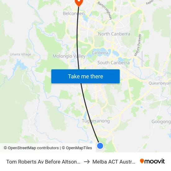 Tom Roberts Av Before Altson Cct to Melba ACT Australia map