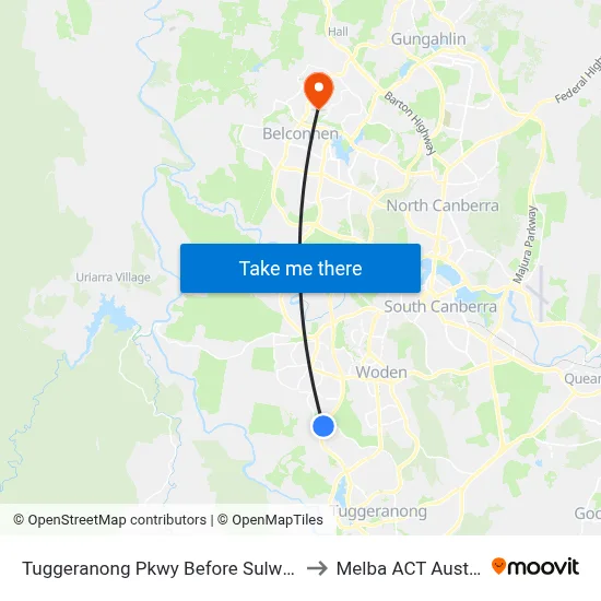 Tuggeranong Pkwy Before Sulwood Dr to Melba ACT Australia map