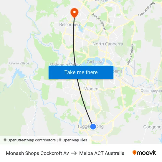 Monash Shops Cockcroft Av to Melba ACT Australia map
