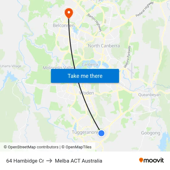64 Hambidge Cr to Melba ACT Australia map
