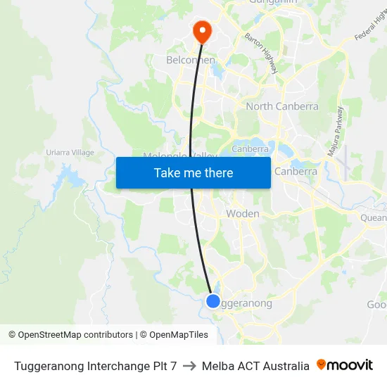 Tuggeranong Interchange Plt 7 to Melba ACT Australia map