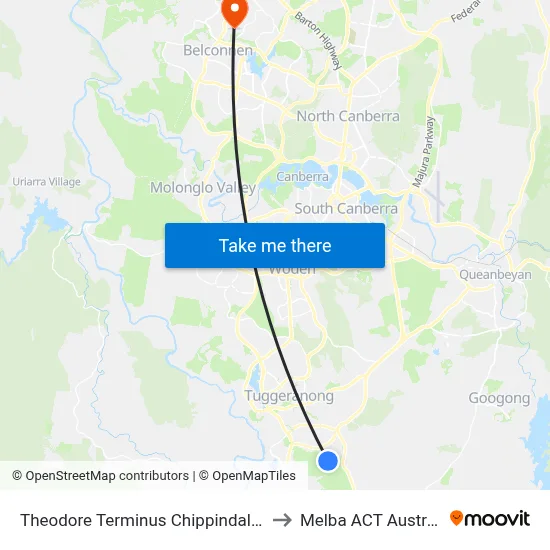 Theodore Terminus Chippindall Cct to Melba ACT Australia map