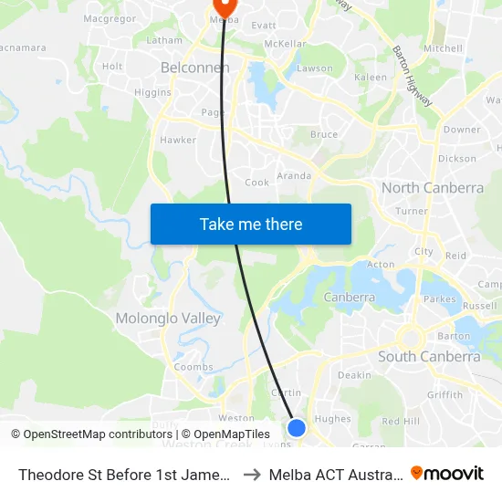 Theodore St Before 1st James St to Melba ACT Australia map