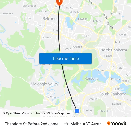 Theodore St Before 2nd James St to Melba ACT Australia map