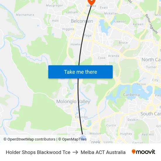 Holder Shops Blackwood Tce to Melba ACT Australia map