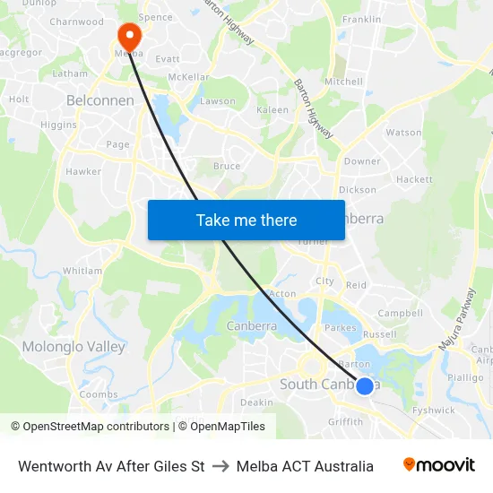 Wentworth Av After Giles St to Melba ACT Australia map