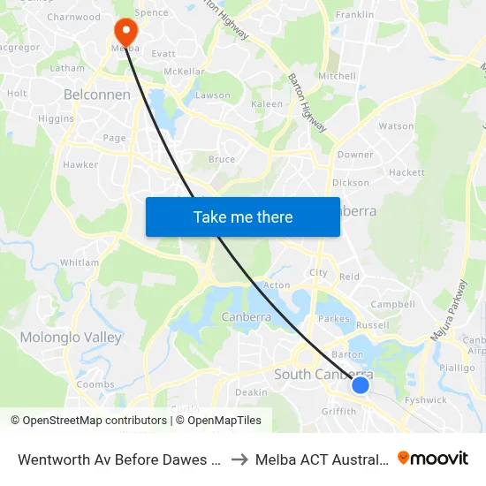 Wentworth Av Before Dawes St to Melba ACT Australia map