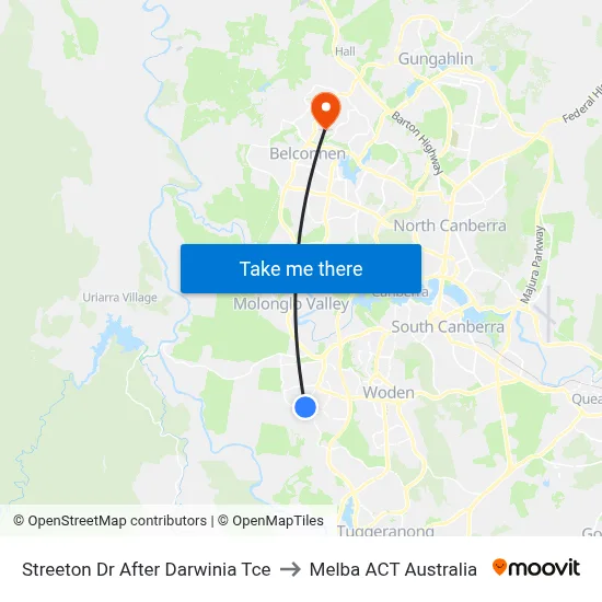 Streeton Dr After Darwinia Tce to Melba ACT Australia map