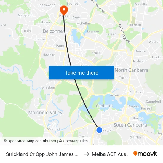 Strickland Cr Opp John James Hospital to Melba ACT Australia map