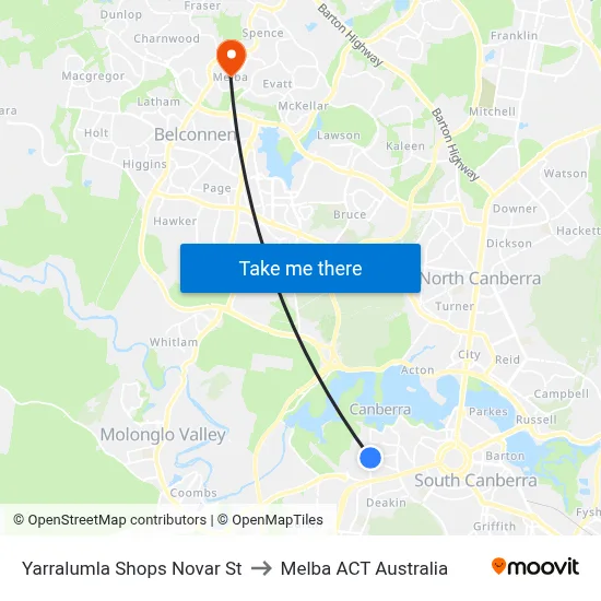 Yarralumla Shops Novar St to Melba ACT Australia map