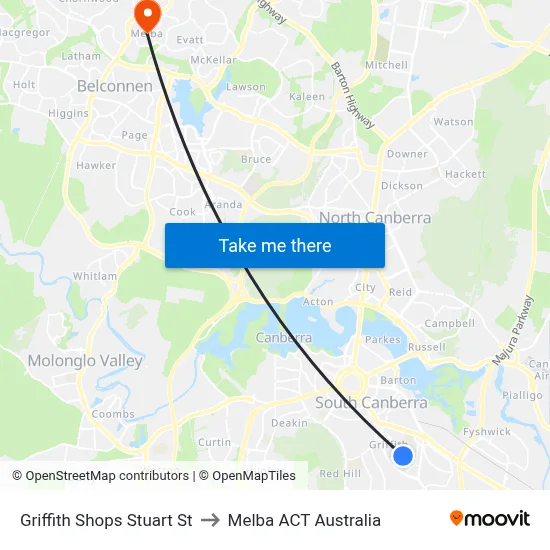 Griffith Shops Stuart St to Melba ACT Australia map