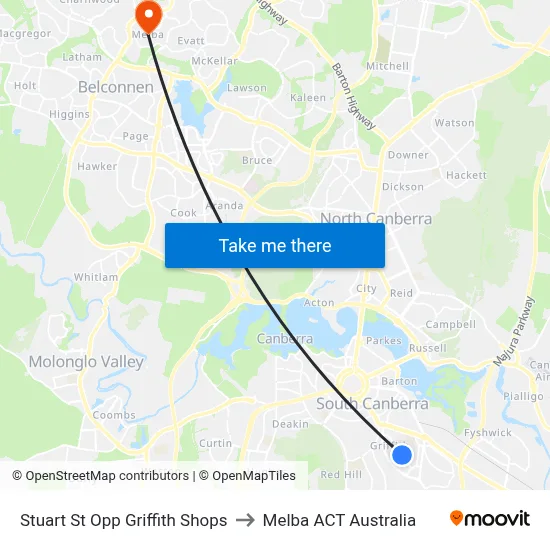 Stuart St Opp Griffith Shops to Melba ACT Australia map
