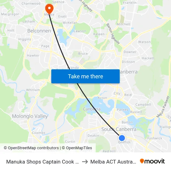 Manuka Shops Captain Cook Cr to Melba ACT Australia map