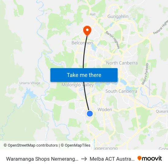 Waramanga Shops Nemerang Cr to Melba ACT Australia map
