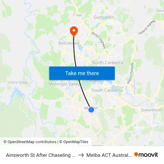 Ainsworth St After Chaseling St to Melba ACT Australia map