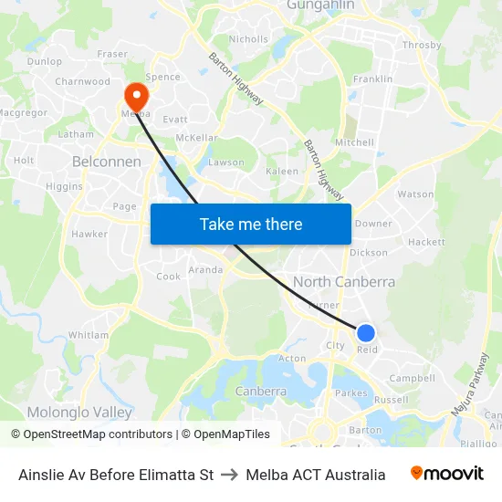 Ainslie Av Before Elimatta St to Melba ACT Australia map
