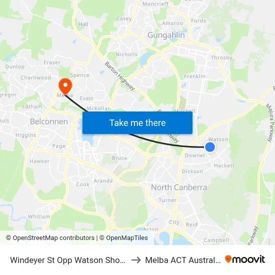 Windeyer St Opp Watson Shops to Melba ACT Australia map