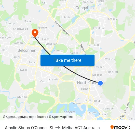 Ainslie Shops O'Connell St to Melba ACT Australia map